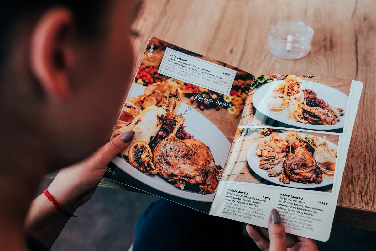 Menu for restaurant